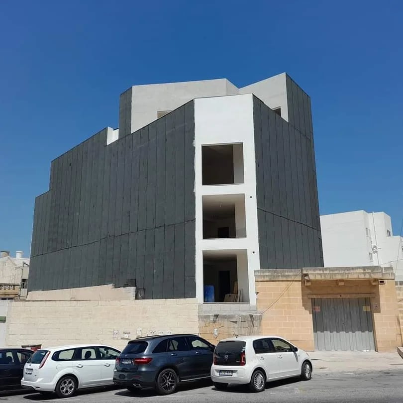 A grey modern building